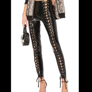 LPA Faux Leather Patent Lace Up Pants
